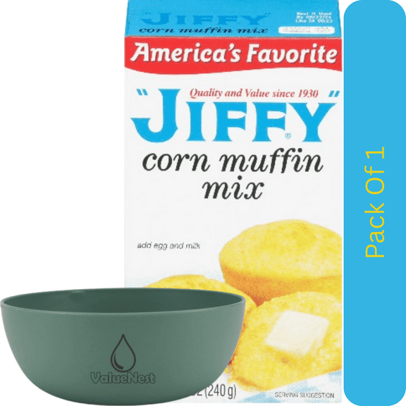 "JIFFY" Corn Muffin Mix, 8.5 oz Box with Olive Green Bowl by ValueNest