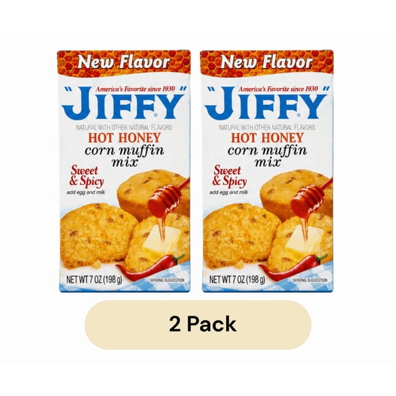 JIFFY Hot Honey Corn Muffin Mix Sweet & Spicy, New Flavor, 7 oz Boxes - 2 Pack