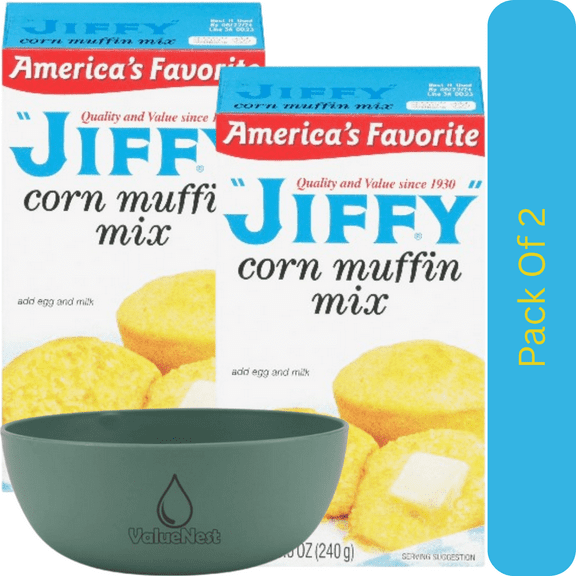 JIFFY Original Corn Muffin Baking Mix, 8.5 oz Box with White Bowl by ValueNest