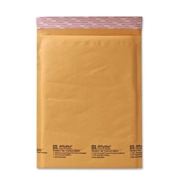 JIFFYLITE - Kraft Self-Seal Bubble Mailers, Size 1, 7-1/4" x 12" - PACK OF 10 MAILERS