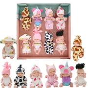 JIFON 8Pcs Reborn Baby Dolls 4.3" Realistic Newborn Baby Dolls with Cute Clothes and Gift Box for Girls Boys Birthday Christmas