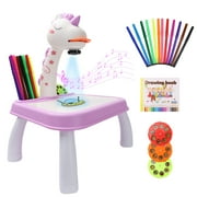 JIFON Drawing Projector Table for Kids, Trace and Draw Smart Projector Toy with Light & Music, 24 Patterns Erasable Doodle Sketch Board, Early Educational Gift for Boys Girls