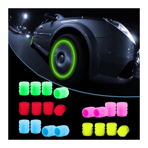 JIFRE 20PCS Luminous Tire Valve Stem Caps, Glow in Dark, Universal Car Bicycle 5 Colors