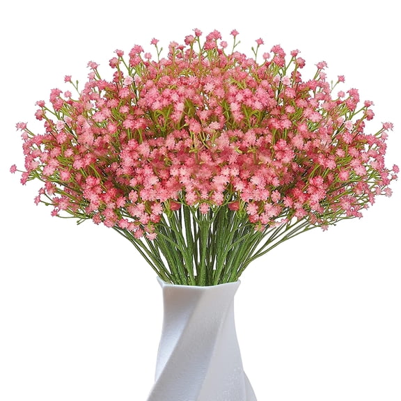 JIFTOK Babys Breath Artificial Flowers, 24 Pcs Fake Flowers Gypsophila Bouquet Fall Flowers Artificial for Decoration, Real Touch Silk Flower for Wedding Christmas DIY Party Home Garden Office (Red)