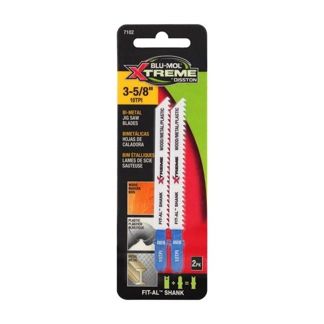 Blu-Mol Xtreme 2033758 3.625 in. 10 TPI Bi-Metal Universal Jig Saw Blade - Pack of 2