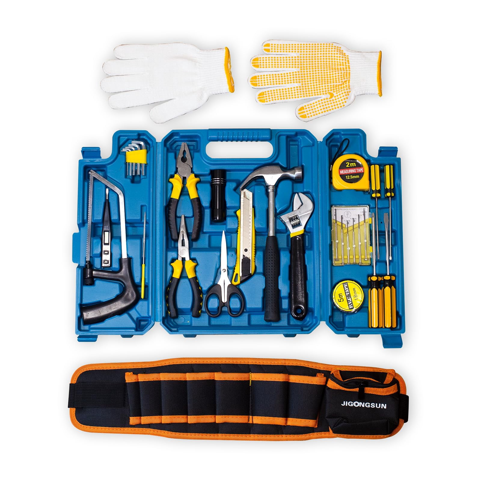 JIGONGSUN Tool Kit for Home and Tool Belt Kit, Toolbox Include 72PC ...