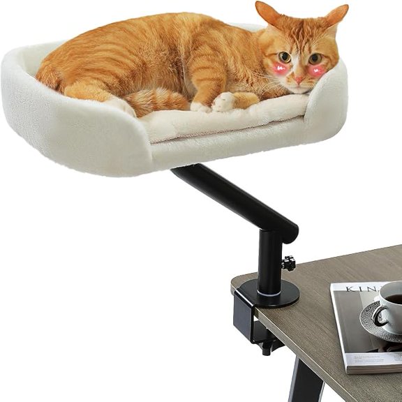 JIJ Road Cat Desk Bed 360Rotating Supports to 50 Lbs Cozy Nest for Desk