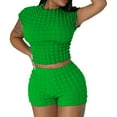 thumbnail image 1 of JIKNTTR 2024 Summer Lounge Tracksuit Outfits Women's Fashion Sexy Casual Sleeveless Bubble Cloth Two Piece Shorts Set Summer Outfits For Women Dailywear, 1 of 5