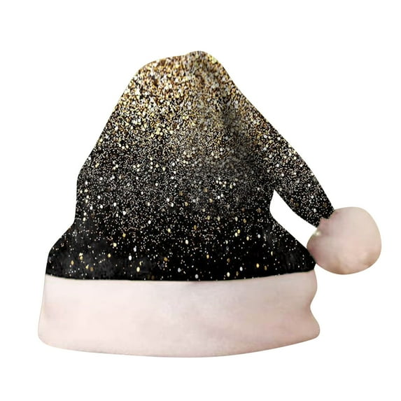 JIKNTTR Adult Children Santa Hat Winter Christmas Hats With Fluffy Pompom Sequin Christmas Hats For New Year Party Christmas Decorative Hats