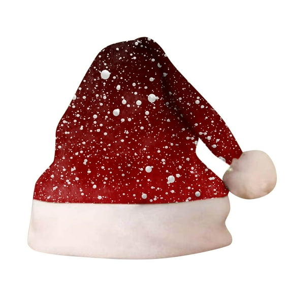JIKNTTR Adult Children Santa Hat Winter Christmas Hats With Fluffy Pompom Sequin Christmas Hats For New Year Party Cute Xmas Holiday Hat