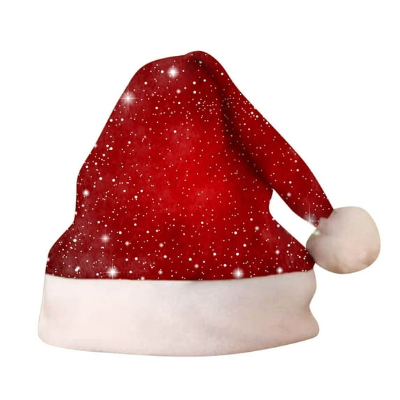 JIKNTTR Adult Children Santa Hat Winter Christmas Hats With Fluffy Pompom Sequin Christmas Hats For New Year Party Stylish Holiday Xmas Hats