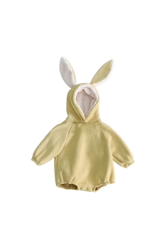 Baby Boy Girl Easter Outfit Rabbit Ear Hooded Sweatshirt Romper Oversized Bubble Onesie Cute Bunny Outfit Soft Bodysuit Jumpsuit One Piece Outfits