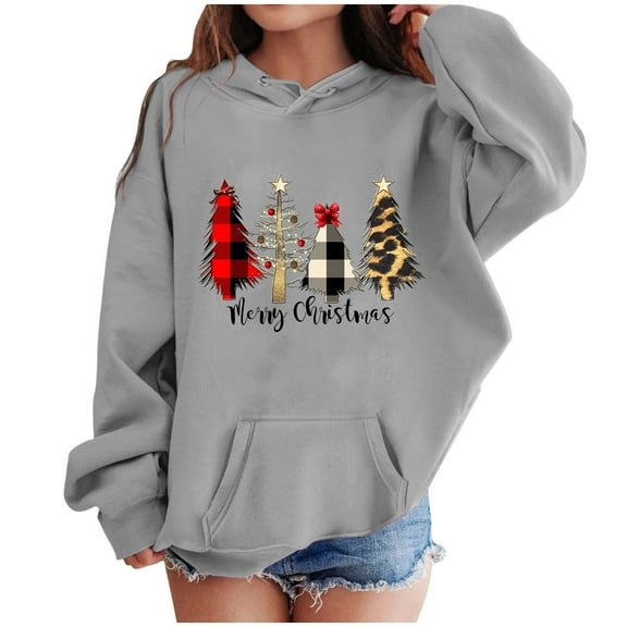 JIKNTTR Baby Girls Sweatshirts Christmas Hoodies Kids Long Sleeve Hooded Sweatshirts Cute Hoodies For Girls Hooded Pullover Top Xmas Holiday Pullover Tops