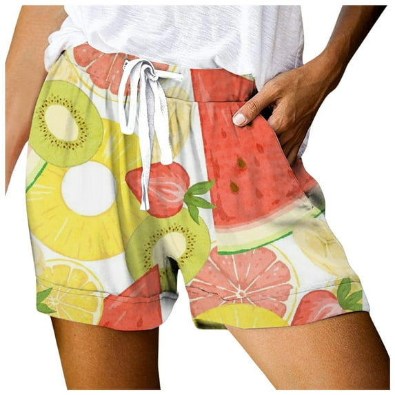 JIKNTTR Boxer Shorts For Women Fashionable Printed Drawstring Shorts Summer Elastic Waist Casual Lightweight With Pockets Womens Sweat Shorts