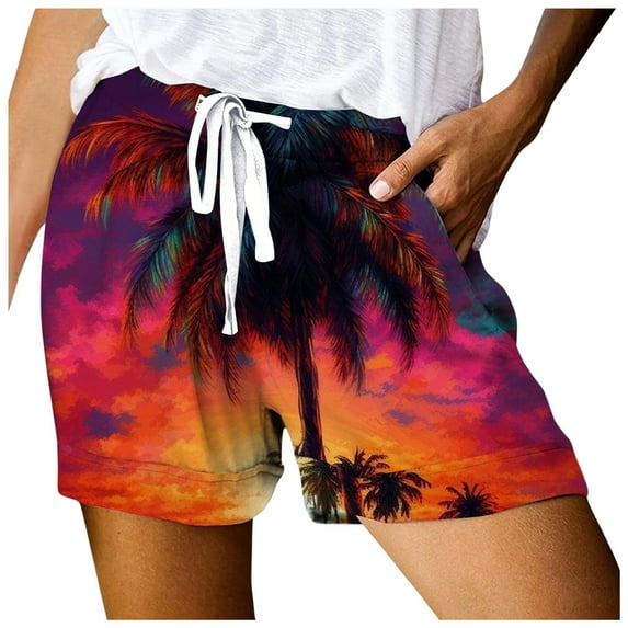 JIKNTTR Boxer Shorts For Women Fashionable Printed Drawstring Shorts Summer Elastic Waist Casual Lightweight With Pockets Casual Lightweight with Pockets