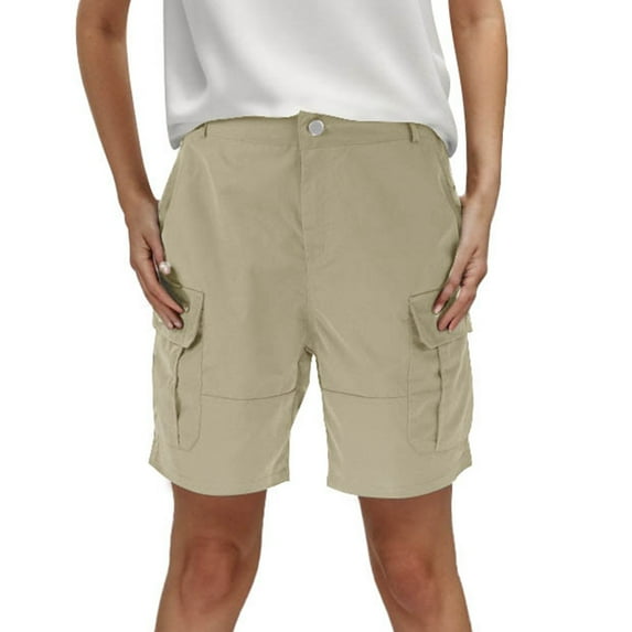 JIKNTTR Cargo Shorts Women Shorts For Summer Shorts Solid Color Pocket Cargo Pants Casual High Waist Hot Pants Women's Hiking Cargo Shorts