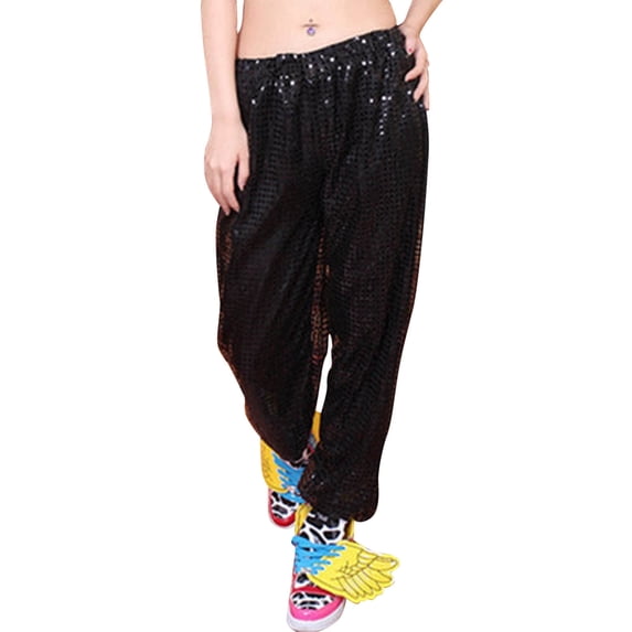 JIKNTTR Casual Pants Women Comfy Flowy Glitter Sequin Joggers Pants Ladies Party Trend Dance Pants Business Work Pants Daily Commuting