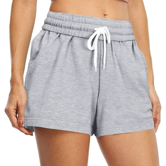 JIKNTTR Comfort Sweat Shorts For Women Casual Summer Shorts Drawstring Comfy Elastic High Waist Sports Shorts Running Clothes With Pockets Trendy Jean Shorts Womens