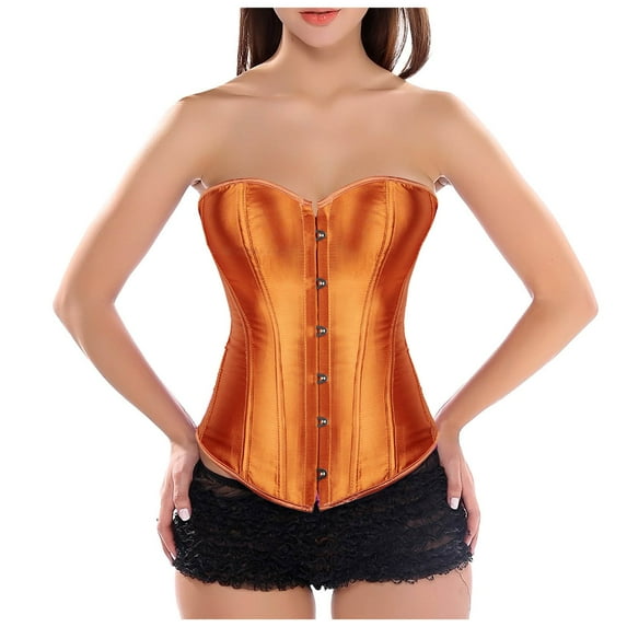 JIKNTTR Corset Tops for Women Satin Lace Up Corset Top Plus Size Gothic Corset Overbust Shapewear Bustier Corset Trendy Clothes