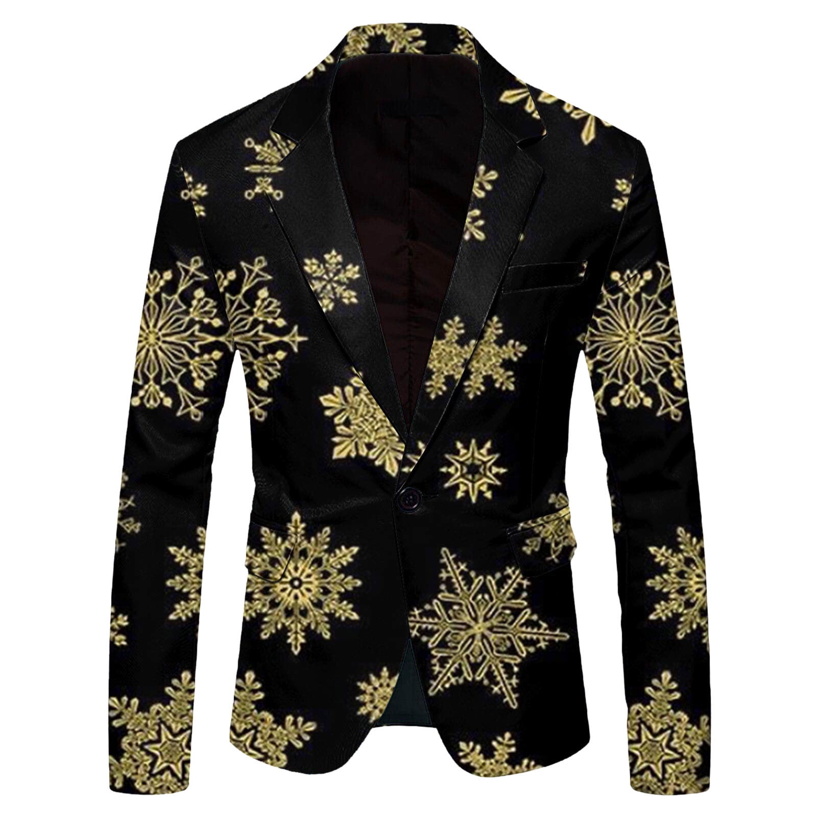 JIKNTTR Fashion Mens Suit Jackets Christmas Snowflake Santa