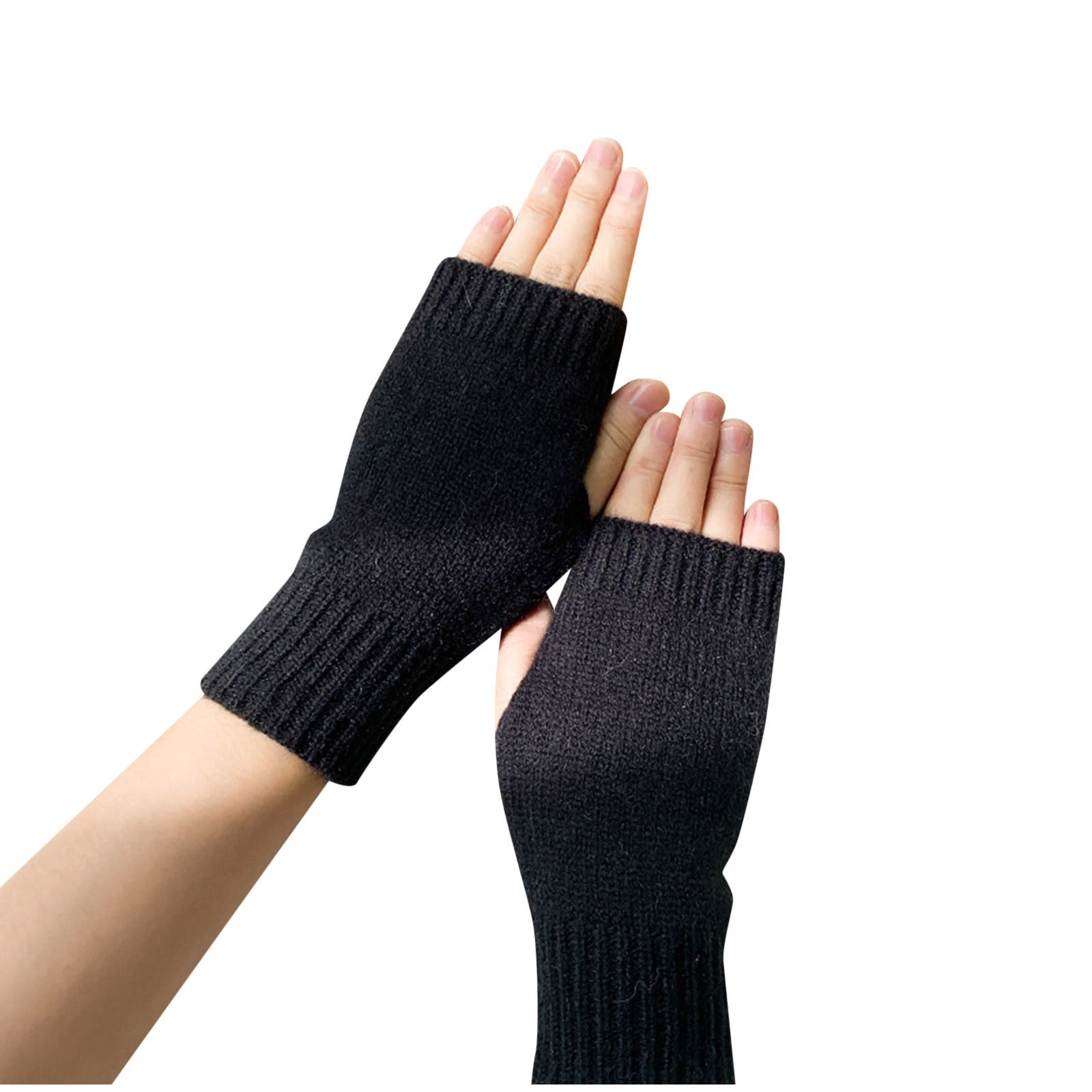 JIKNTTR Fingerless Half Finger Gloves Women Cute Fall Winter Warm ...