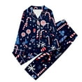 thumbnail image 1 of JIKNTTR Girls Nightgowns Christmas Satin Silk Pajamas For Girl Cute Long Sleeve Button Down Shirt Pants 2 Piece Set Stylish Sleepwear, 1 of 4