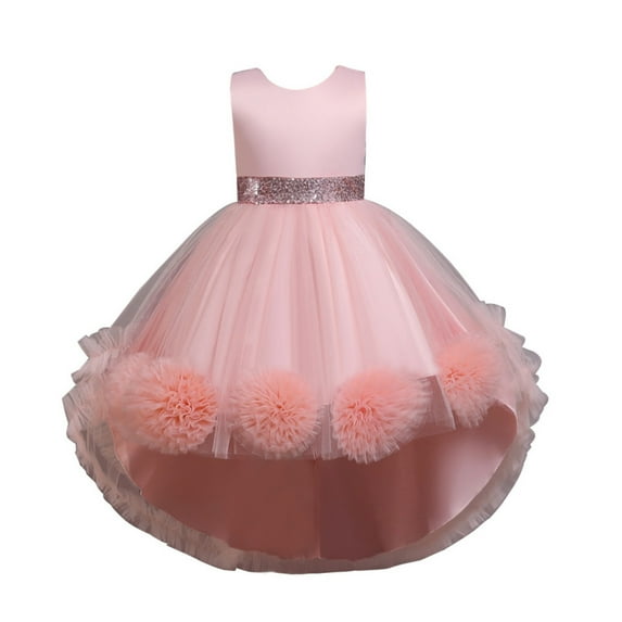JIKNTTR Girls' Party Dress Flower Girls Vintage Overlay Mesh Sequined Wedding Tulle Dresses Maxi High Low Gown Dance Tutu Dress Birthday Party Sundress