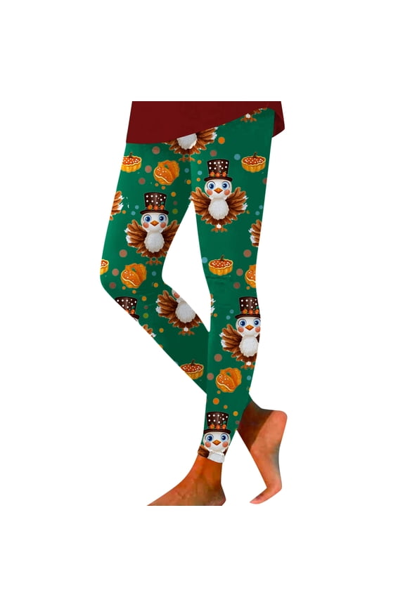 High Waisted Leggings For Women Thanksgiving Turkey Print Comfortable Breathable Leggings For Women Soft Women's Leggings