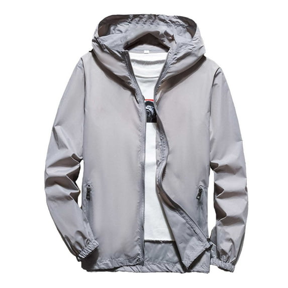 JIKNTTR Jackets For Men Outdoor Men's Sun Protection Light Thin Breathable Full Zip Skin Jacket Long Sleeve Sun Shirts Hiking Stylish Thermal Coat