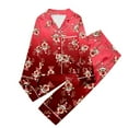 thumbnail image 1 of JIKNTTR Little & Big Girls Nightgowns Christmas Satin Silk Pajamas Cute Long Sleeve Button Down Shirt & Pants 2 Piece Set Fashion Nightwear, 1 of 4