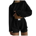 thumbnail image 1 of JIKNTTR Lounge Set For Women 2 Piece Outfits Summer Fashion Two Piece Outfits Casual Shorts Set O Neck Long Sleeve Tops And Shorts Tracksuit Sexy Summer 2 Piece Outfits, 1 of 5