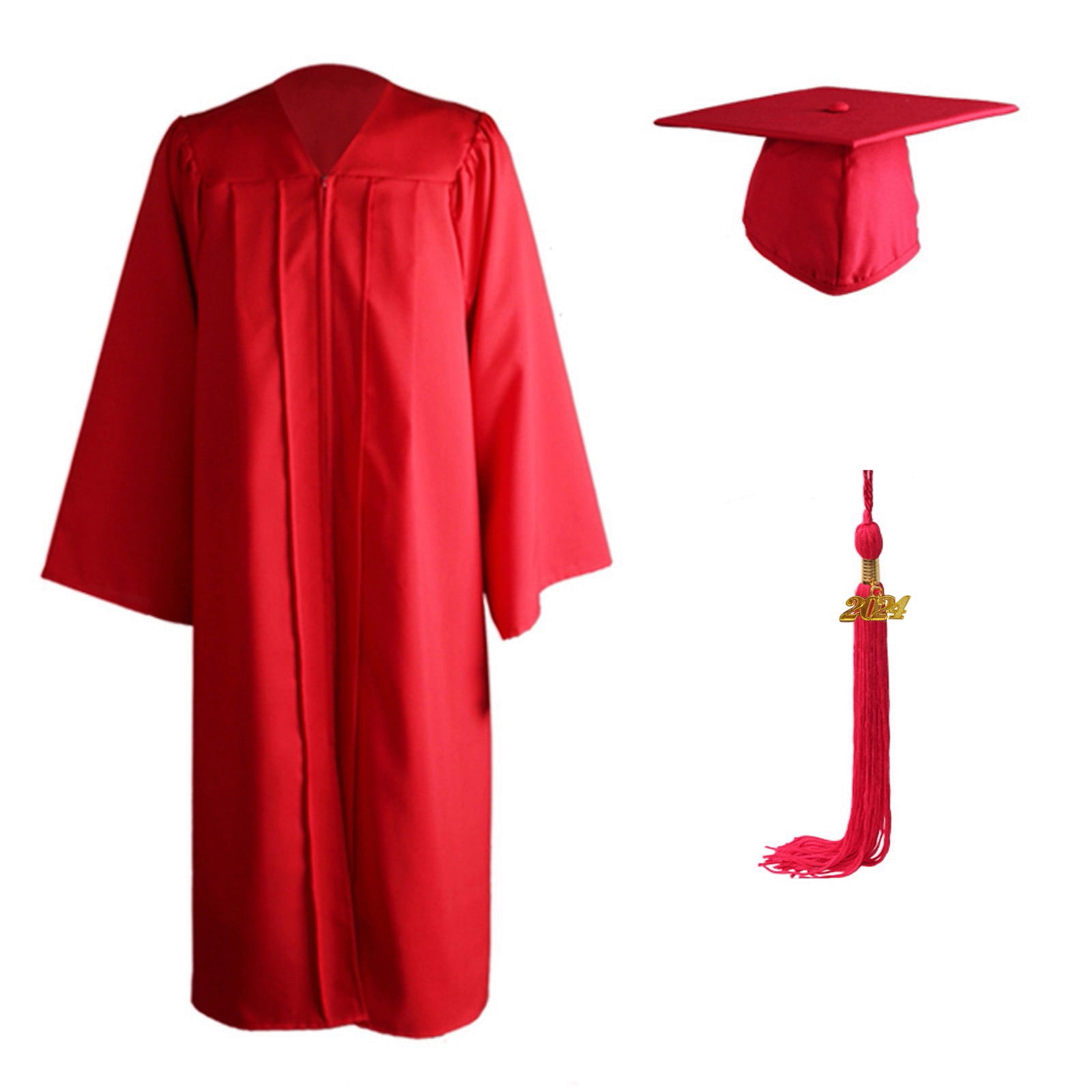 JIKNTTR Matte Graduation Gown Cap Tassel Set Adult Student Graduation ...