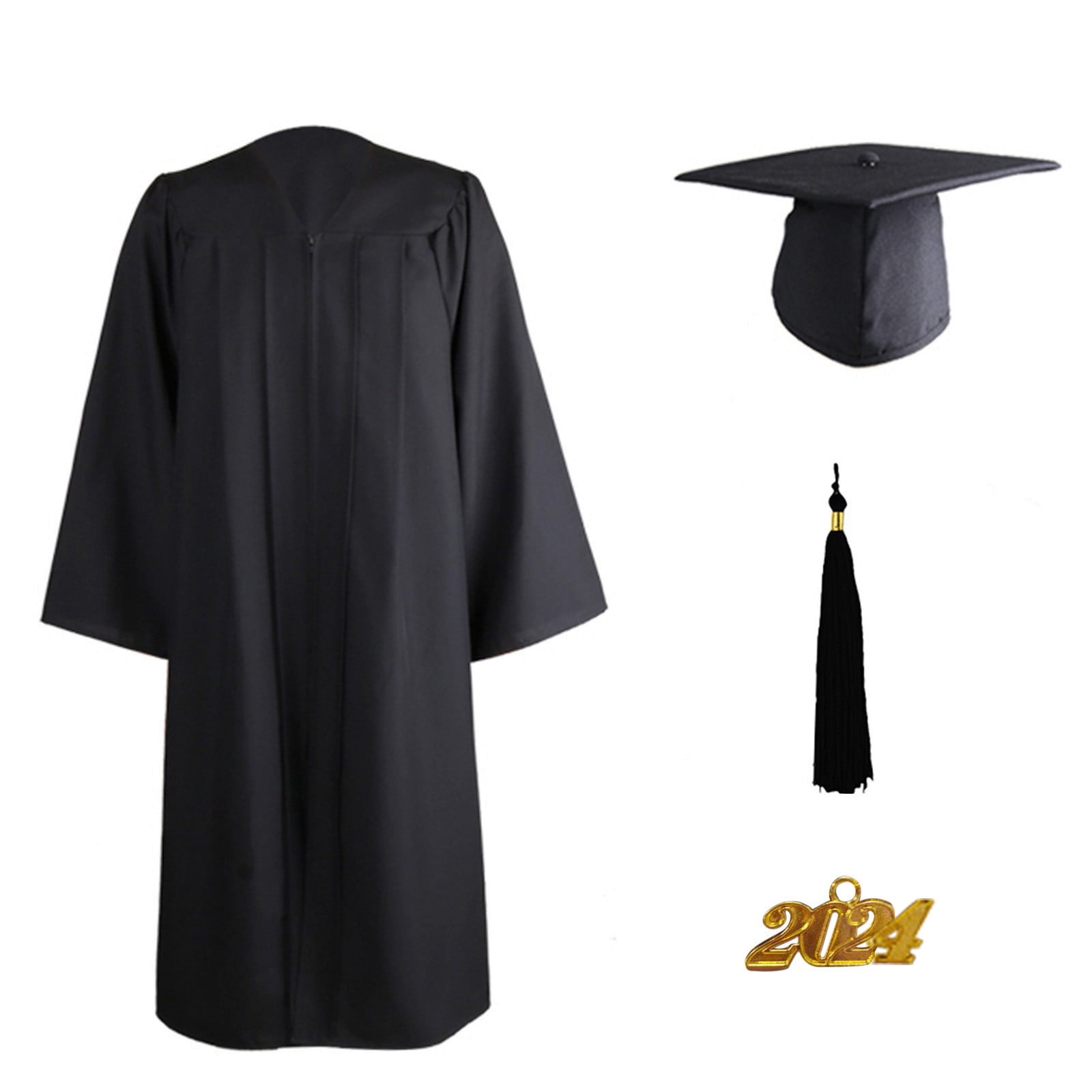 JIKNTTR Matte Graduation Gown Cap Tassel Set Adult Student Graduation ...