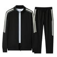 thumbnail image 1 of JIKNTTR Men's 2 Piece Hawaiian Outfits Spring Autumn Loose Fit Stand Collar Zip Cardigan Sports Casual Jacket Athletic Tracksuit Set, 1 of 2