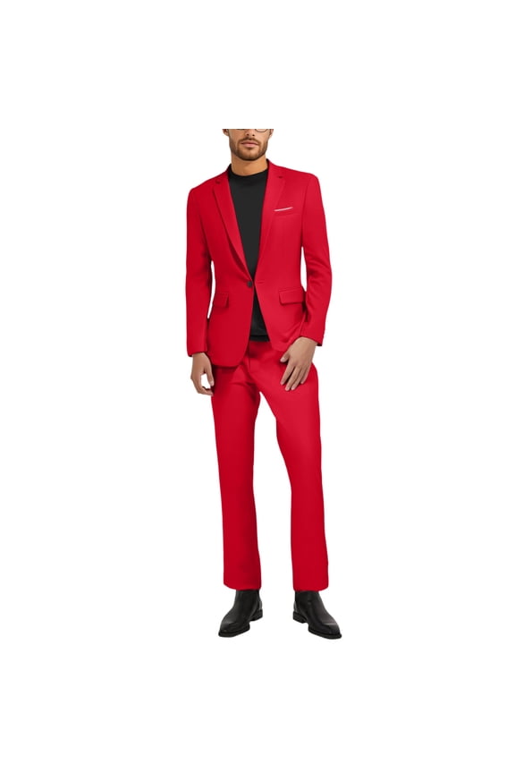 Men's 2 Piece Slim Fit Suit Set Business Casual Suit Sets Solid Color Man Wedding Party Jacket Blazer & Pants Set Commuting Work Outfits