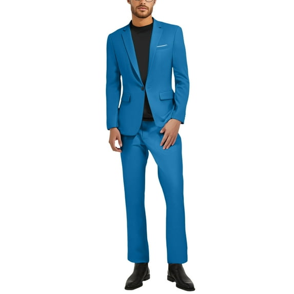 JIKNTTR Men's 2 Piece Slim Fit Suit Set Business Casual Suit Sets Solid Color Man Wedding Party Jacket Blazer & Pants Set Leisure Walking Suit