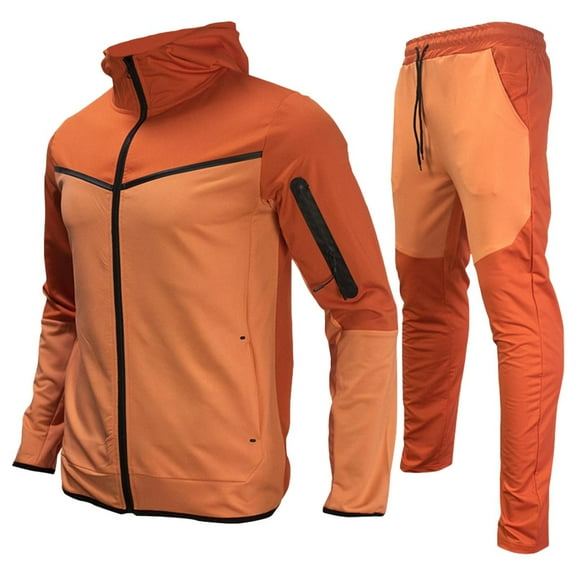 JIKNTTR Men's 2 Piece Sweatsuits Outfits Hooded Textured Casual Sport With Pocket Zip Sweatshirt Set Fashionable Sport Suit