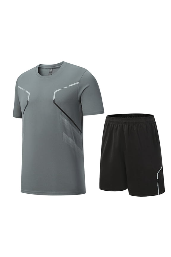 Men's 2 Piece Sweatsuits Outfits Sportswear Set Casual Fitness Short Sleeved Shorts Trendy Versatile Outfits