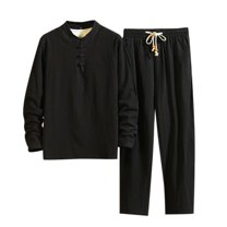 JIKNTTR Men's 2 Piece Tracksuit Set Mens Solid Color Suit Tang Suit Large Size Trendy Quality Casual Two Piece Set Fashionable Sport Suit