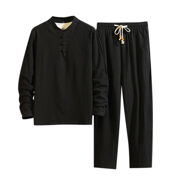 JIKNTTR Men's 2 Piece Tracksuit Set Mens Solid Color Suit Tang Suit Large Size Trendy Quality Casual Two Piece Set Fashionable Sport Suit