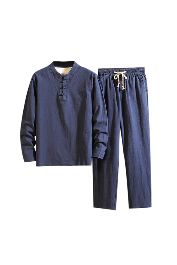 Men's 2 Piece Tracksuit Set Mens Solid Color Suit Tang Suit Large Size Trendy Quality Casual Two Piece Set Leisure Sport Suit