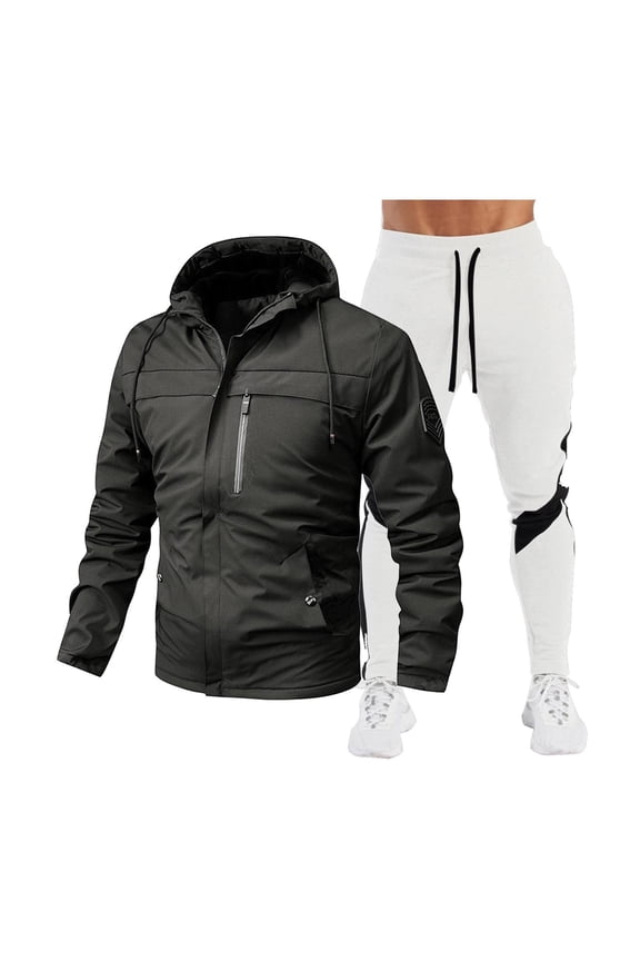 Men's 2 Piece Tracksuit Set Spring Autumn Punching Jacket Coat Casual Men Hooded Solid Color Men Jacket Outdoor Sports Set Stylish Shorts Suit