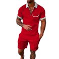 thumbnail image 1 of JIKNTTR Men's 2 Pieces Linen Set 2025 Summer Beach Fashion Casual Zipper Short Sleeved Shorts Set Leisure Walking Outfits, 1 of 9