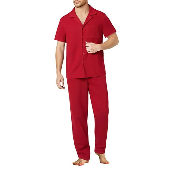 JIKNTTR Men's 2 Pieces Shirt Set Mens Casual Beachwear Short Sleeve Button Down Shirt Summer Loose Trousers Suit Holiday Home Clothing Sports Jogging Tracksuit