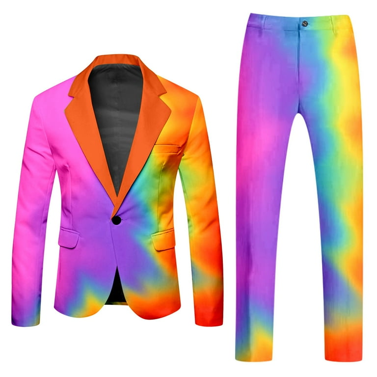 JIKNTTR Men's Activewear Tracksuit Sports Set Male Rainbow