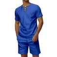 thumbnail image 1 of JIKNTTR Men's Casual 2 Piece Outfits Summer Fashion Short Sleeve T Shirt And Drawstring Shorts Sportswear Sets Stylish Vacation Outfits, 1 of 9