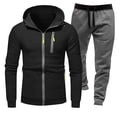 thumbnail image 1 of JIKNTTR Men's Casual Tracksuit 2024 New Sportswear Long Sleeved Hooded Jacket Zipper Cardigan Casual Sweatpants Set Trendy Graphic Print Beach Outfits, 1 of 2