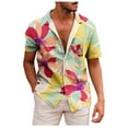 JIKNTTR Men's Flannel Plaid Shirts Fall Tops Shirt Short Sleeve Floral