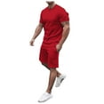thumbnail image 1 of JIKNTTR Men's Hawaiian 2 Piece Outfits Mens Set Round Neck T Shirt Sports Leisure Set Plus Size Short Sleeved Shorts Set Casual Beach Shorts Suit, 1 of 5
