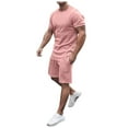thumbnail image 1 of JIKNTTR Men's Hawaiian 2 Piece Outfits Mens Set Round Neck T Shirt Sports Leisure Set Plus Size Short Sleeved Shorts Set Fashion Casual Short Suit, 1 of 5